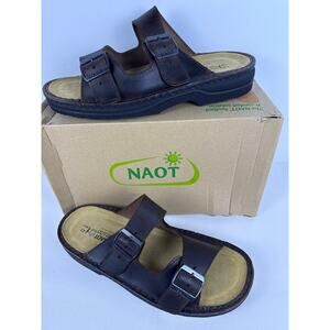 Naot Mikael Sandal Crazy Horse Leather Mens EU43 US 10 Adjustable Buckle Straps